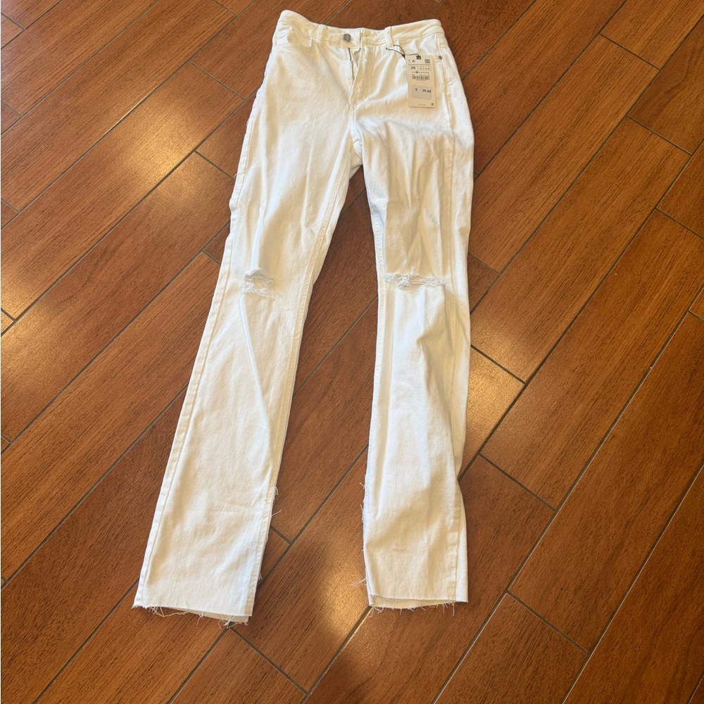 Zara White Straight Leg Jeans